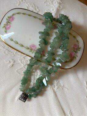 Green Stone Bracelet-Multi Strand Chip Aventurine Vintage